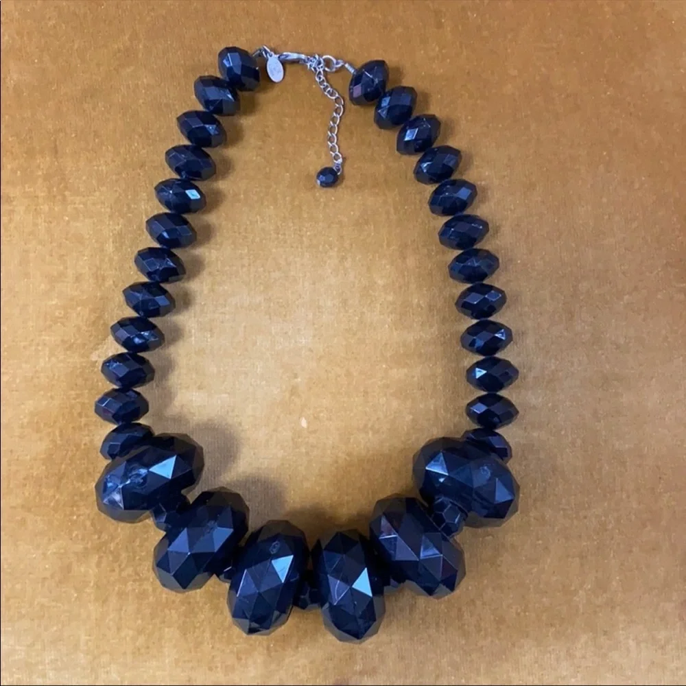 🖤 VTG LYDELL NYC Huge Jet Black Beaded Statement Necklace
